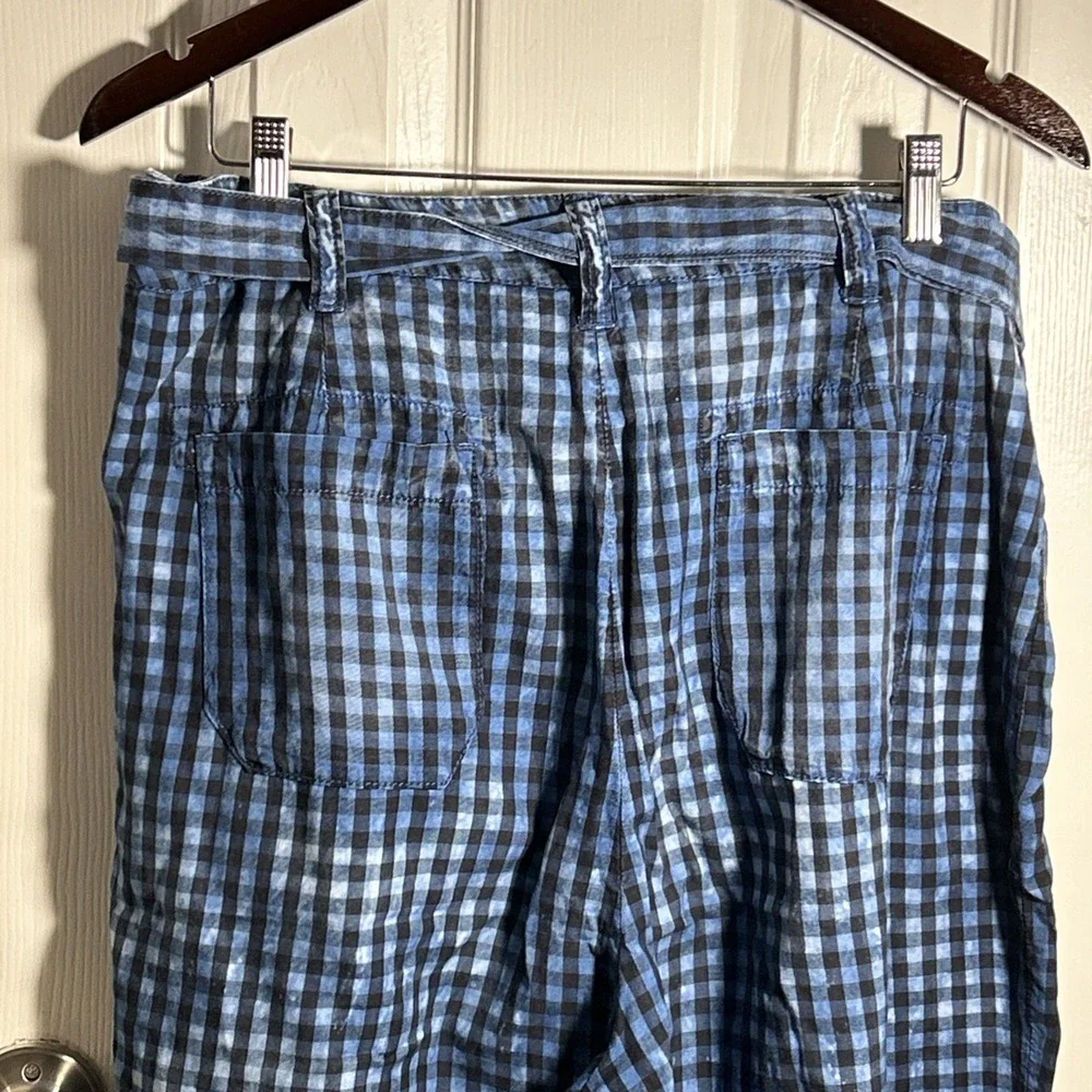 Maeve by Anthropologie Avryl Pants Womens 14  Blue Black Check Belted